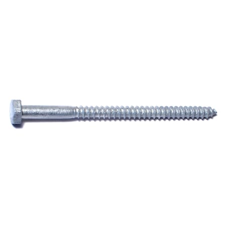 Midwest Fastener Lag Screw, 1/4 in, 4 in, Steel, Hot Dipped Galvanized Hex Hex Drive, 12 PK 35308